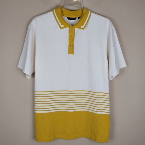 Radmor Golf Size L NWOT Taylor Ombre Polo Shirt Short Sleeve Retro White Yellow - Picture 1 of 11